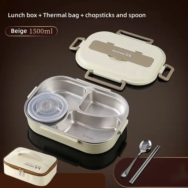Stainless Steel Compartment Insulated Lunch Box Office Worker Students