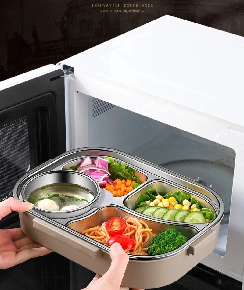 Stainless Steel Compartment Insulated Lunch Box Office Worker Students
