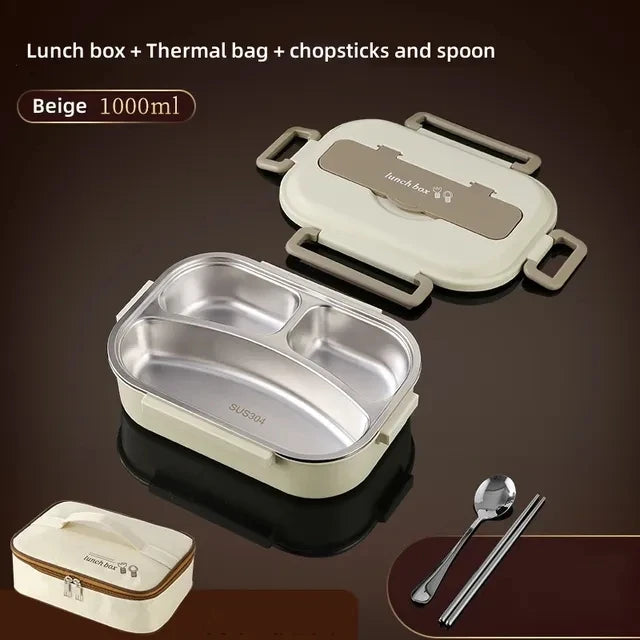 Stainless Steel Compartment Insulated Lunch Box Office Worker Students