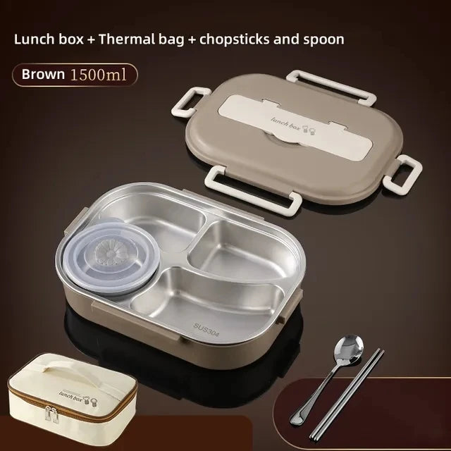 Stainless Steel Compartment Insulated Lunch Box Office Worker Students