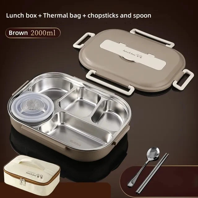 Stainless Steel Compartment Insulated Lunch Box Office Worker Students