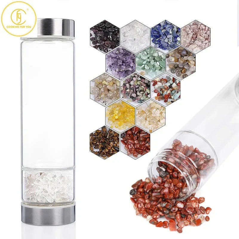 Large Diameter Glass Natural color stone 550ml