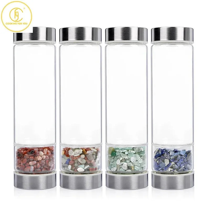 Large Diameter Glass Natural color stone 550ml