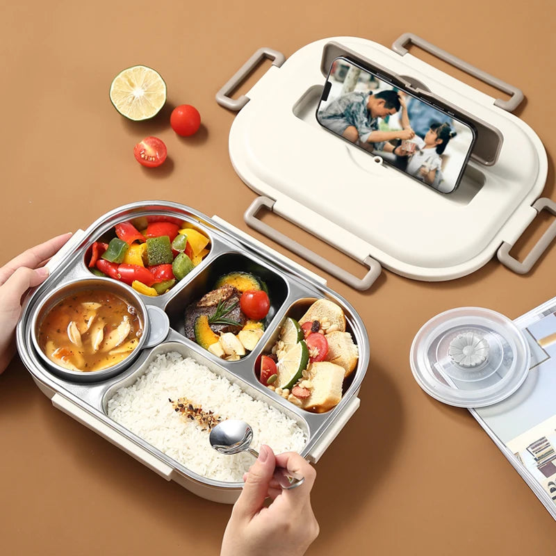 Stainless Steel Compartment Insulated Lunch Box Office Worker Students