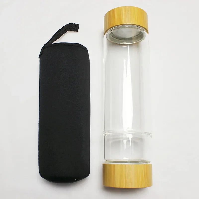 Large Diameter Glass Natural color stone 550ml