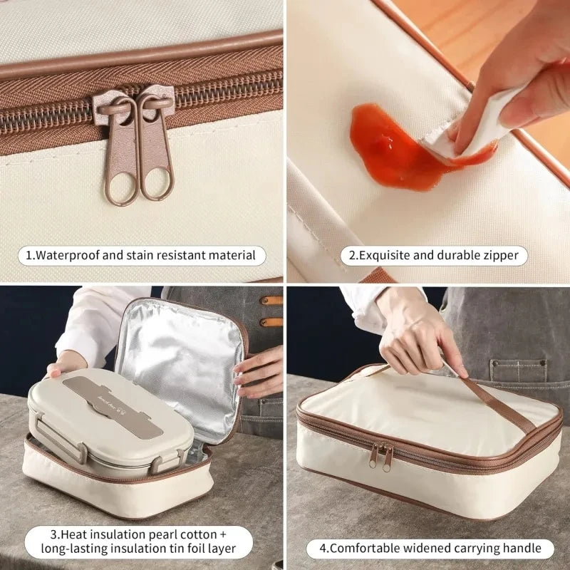 Stainless Steel Compartment Insulated Lunch Box Office Worker Students