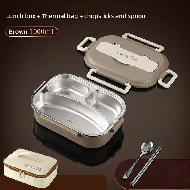 Stainless Steel Compartment Insulated Lunch Box Office Worker Students