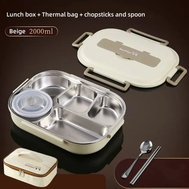 Stainless Steel Compartment Insulated Lunch Box Office Worker Students
