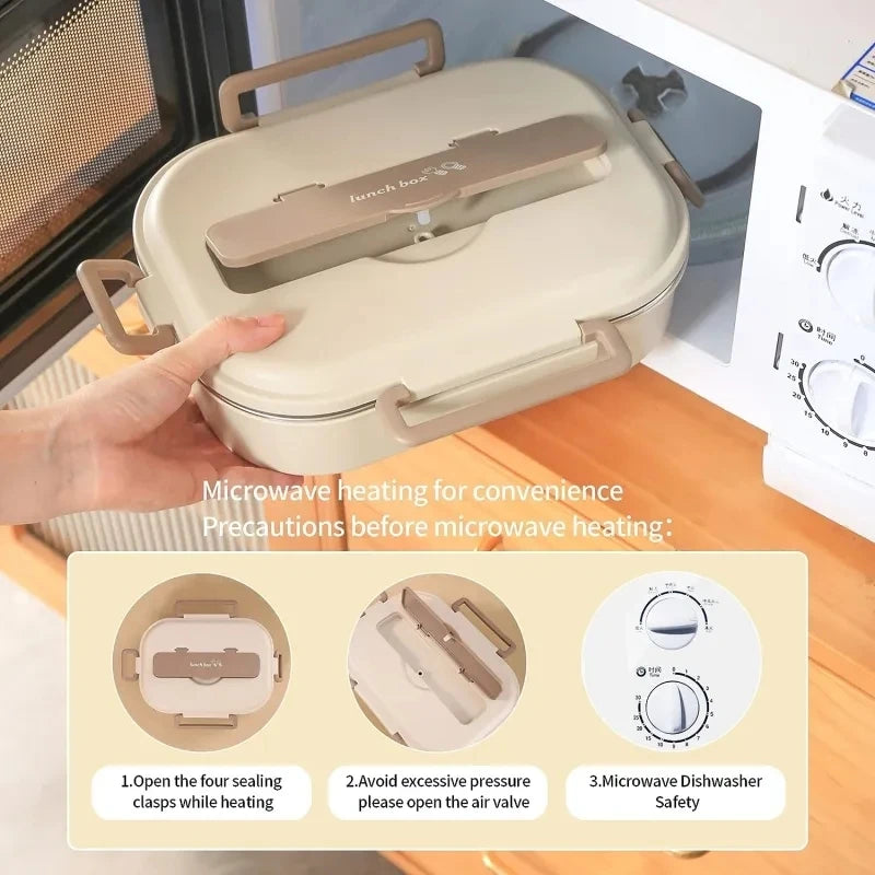 Stainless Steel Compartment Insulated Lunch Box Office Worker Students