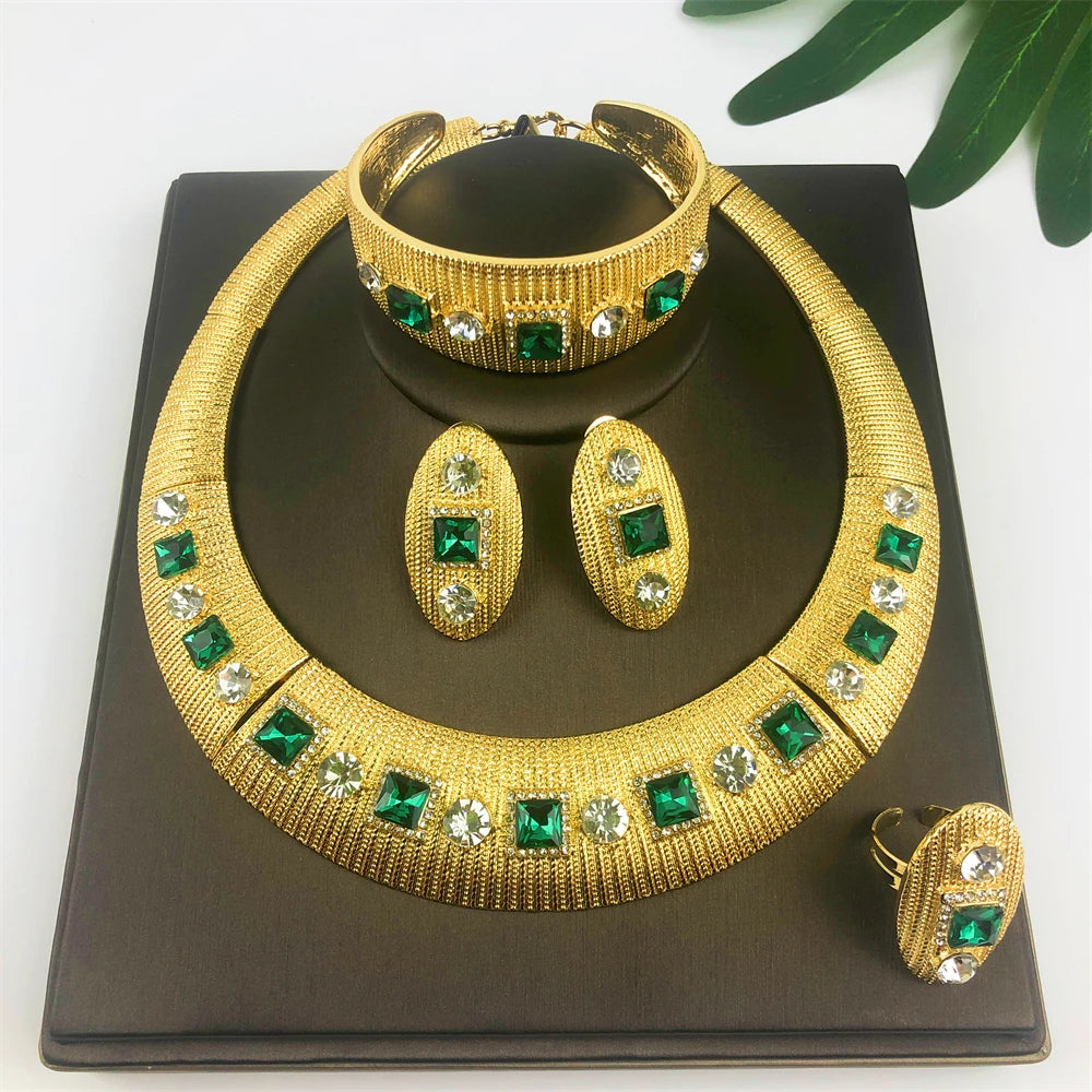 Royal Opulence – Parure de bijoux plaquée or 18 carats