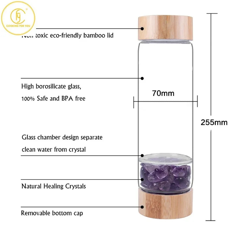 Large Diameter Glass Natural color stone 550ml