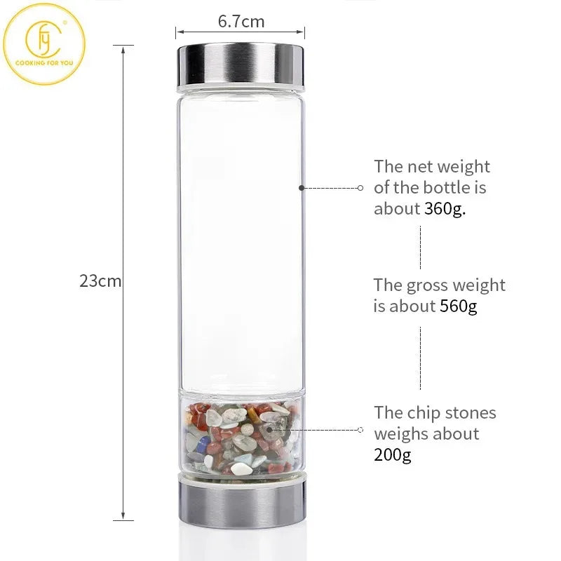 Large Diameter Glass Natural color stone 550ml