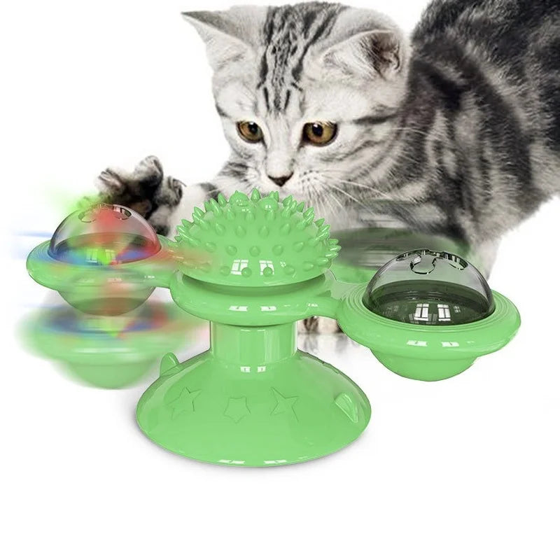 Cat Game Toy With Whirligig Turntable for Kitten Brush Teeth