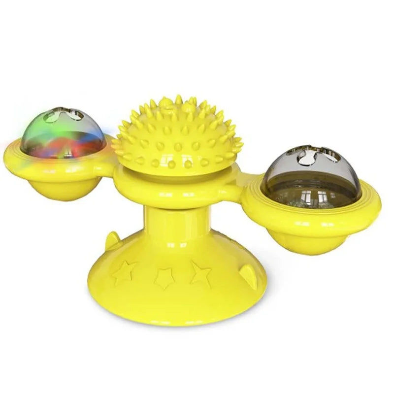 Cat Game Toy With Whirligig Turntable for Kitten Brush Teeth