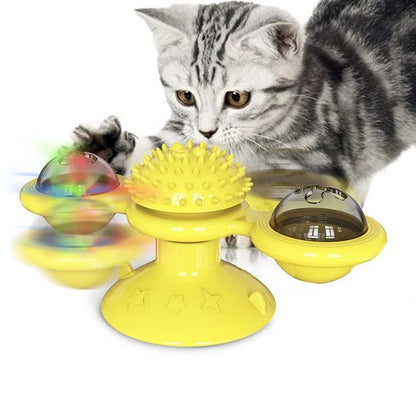 Cat Game Toy With Whirligig Turntable for Kitten Brush Teeth