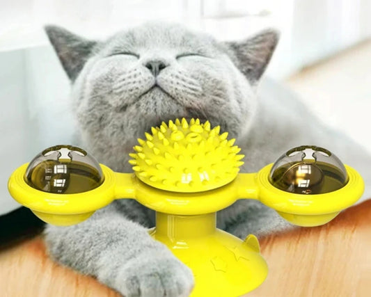 Cat Game Toy With Whirligig Turntable for Kitten Brush Teeth